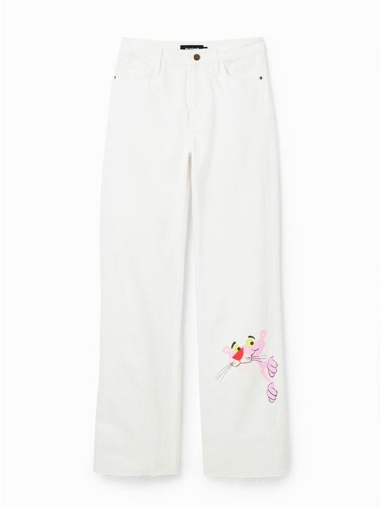 Desigual Denim - NWT Desigual x Pink Panther White Graphic Straight/Wide Leg Jeans Sz. 6